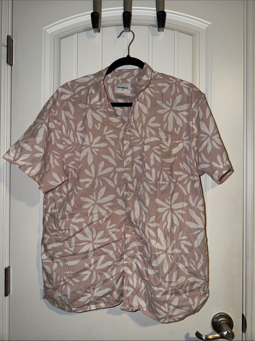 Goodfellow & Co Men’s Pink Short Sleeve Floral Button-Up Shirt size L